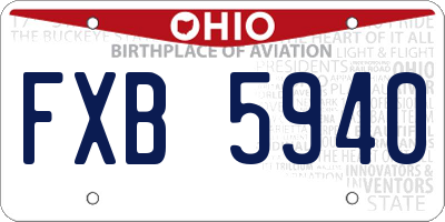 OH license plate FXB5940