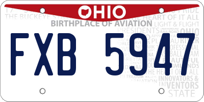 OH license plate FXB5947