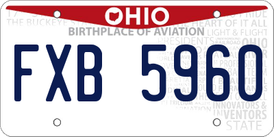 OH license plate FXB5960