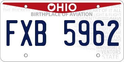 OH license plate FXB5962