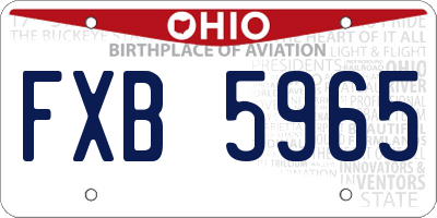 OH license plate FXB5965