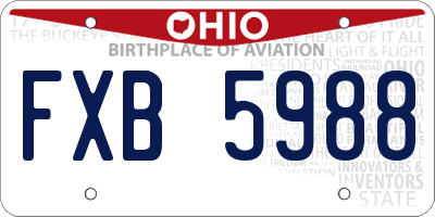 OH license plate FXB5988