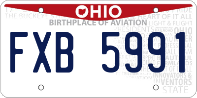 OH license plate FXB5991