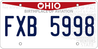 OH license plate FXB5998