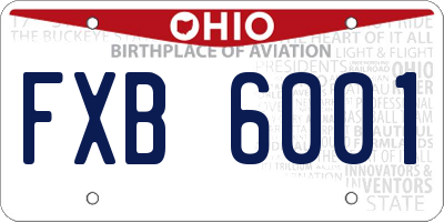 OH license plate FXB6001