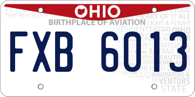 OH license plate FXB6013