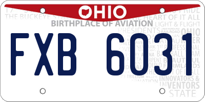 OH license plate FXB6031