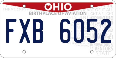 OH license plate FXB6052