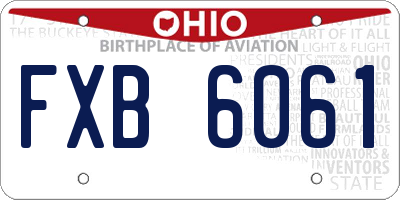 OH license plate FXB6061
