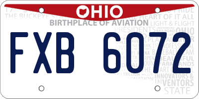 OH license plate FXB6072