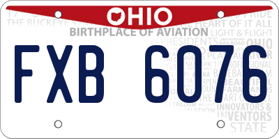 OH license plate FXB6076