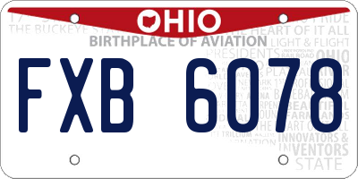 OH license plate FXB6078