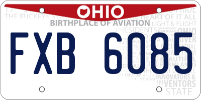OH license plate FXB6085