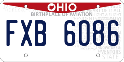 OH license plate FXB6086