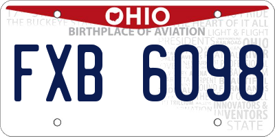 OH license plate FXB6098