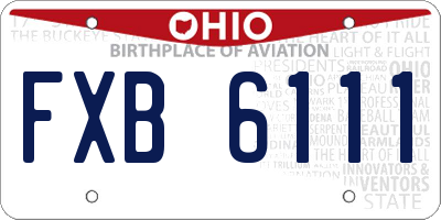 OH license plate FXB6111