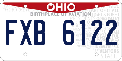 OH license plate FXB6122
