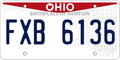 OH license plate FXB6136