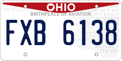 OH license plate FXB6138