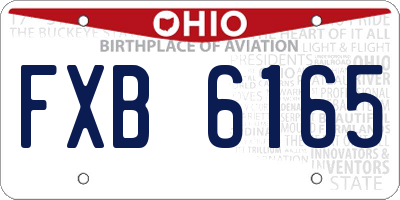 OH license plate FXB6165