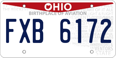 OH license plate FXB6172