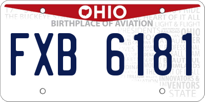 OH license plate FXB6181