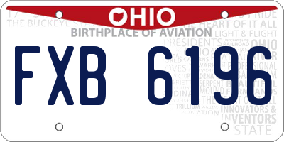 OH license plate FXB6196