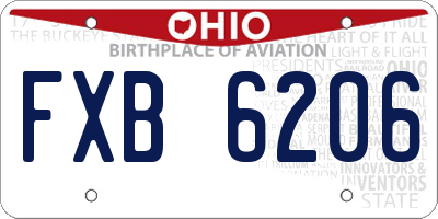 OH license plate FXB6206