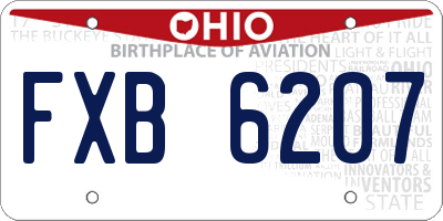 OH license plate FXB6207