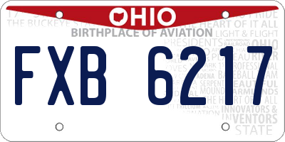 OH license plate FXB6217