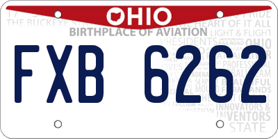 OH license plate FXB6262