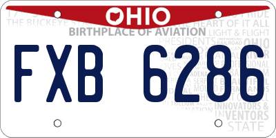 OH license plate FXB6286