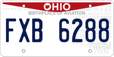 OH license plate FXB6288