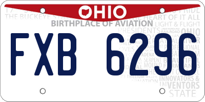 OH license plate FXB6296
