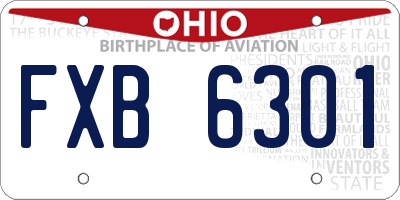 OH license plate FXB6301