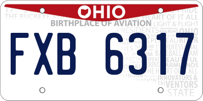 OH license plate FXB6317