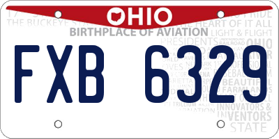 OH license plate FXB6329