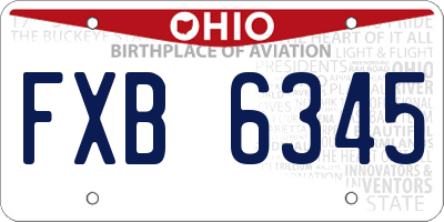 OH license plate FXB6345