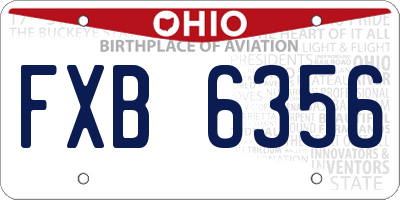 OH license plate FXB6356