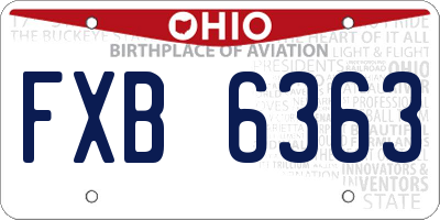 OH license plate FXB6363
