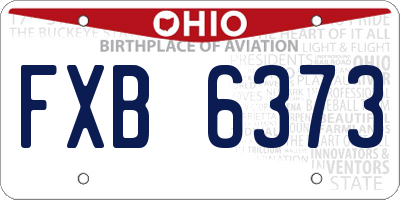 OH license plate FXB6373