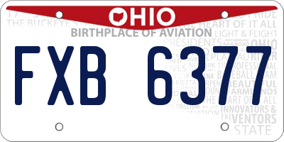 OH license plate FXB6377