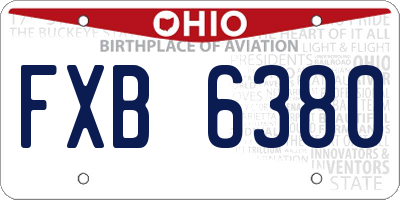 OH license plate FXB6380