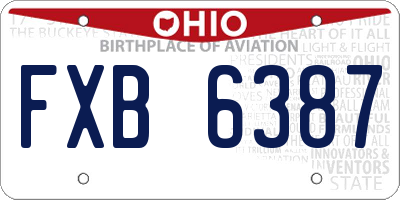 OH license plate FXB6387