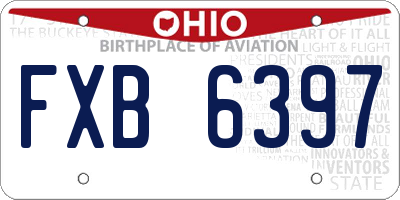 OH license plate FXB6397