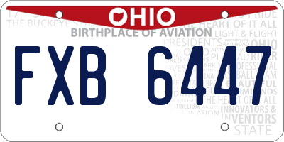 OH license plate FXB6447