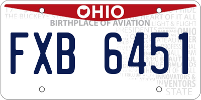 OH license plate FXB6451