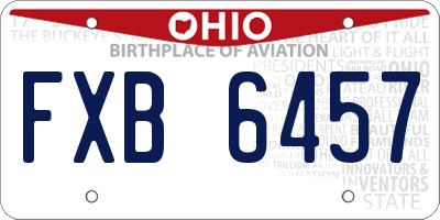 OH license plate FXB6457
