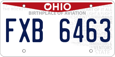 OH license plate FXB6463