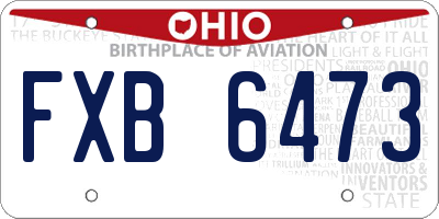 OH license plate FXB6473